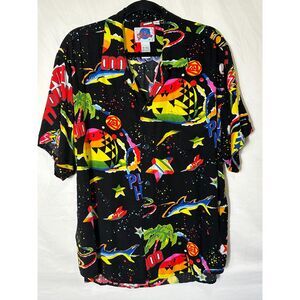 Planet Hollywood Jams Vintage Men's Hawaiian Button Down Shirt Size XL Colorful